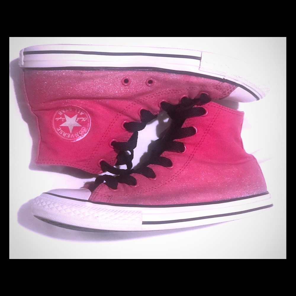 Pink converse with ombré glitter.